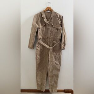Alex Mill Button Up Jumpsuit in Tan